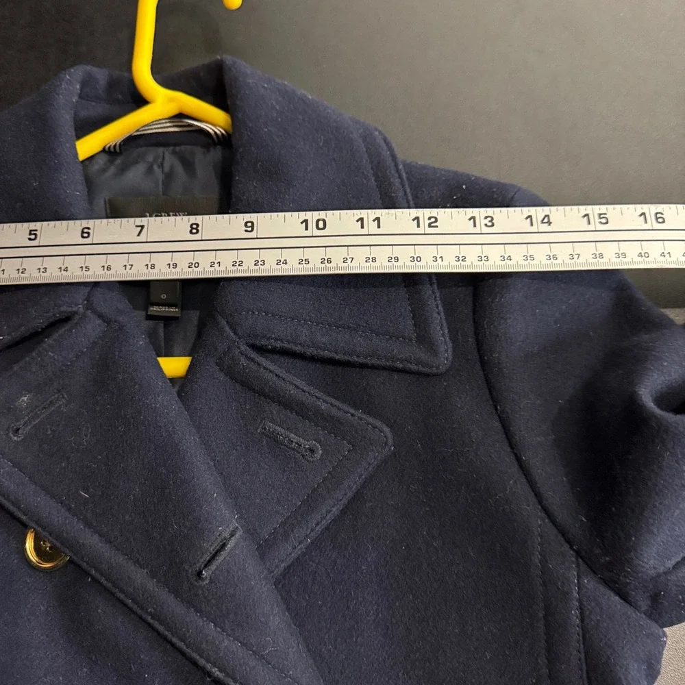 J Crew Wool Cashmere‎ Nello Gori Peacoat Navy Double Breasted Women XS 0